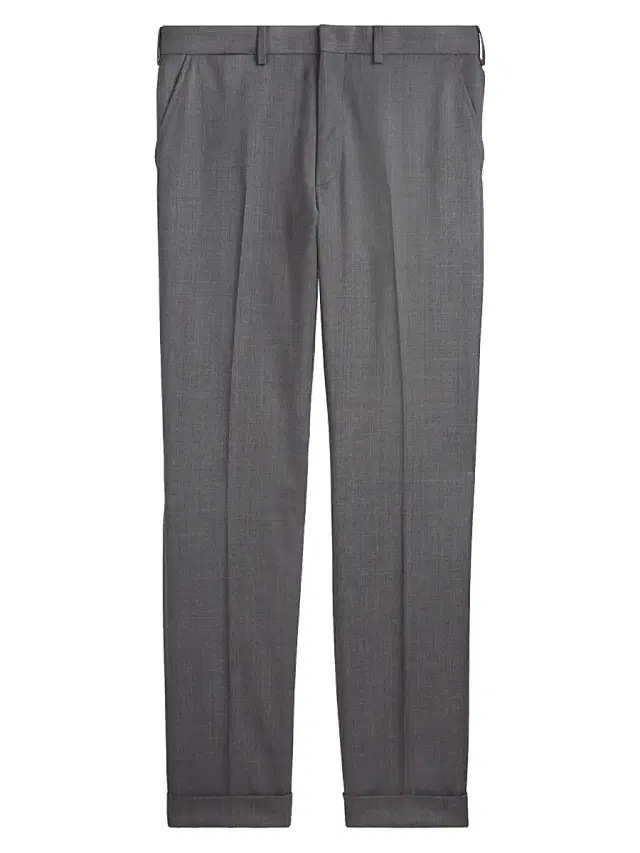 Ralph Lauren Purple Label Men's Greg Flat-Front Wool Pants - Grey