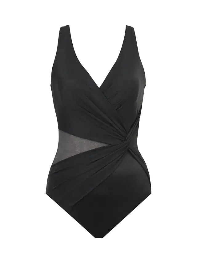Miraclesuit Swim Women's Illusion Circe V-Neck One-Piece Swimsuit - Black