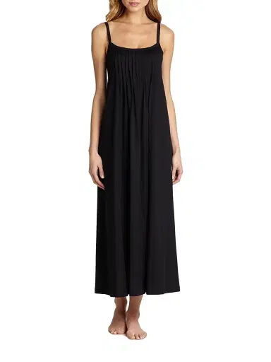 Hanro Women's Juliet Pleated Cotton Long Chemise - Black - Size Large | Thumbnail 3 Hanro Women's Juliet Pleated Cotton Long Chemise - Black - Size Large | Thumbnail 3