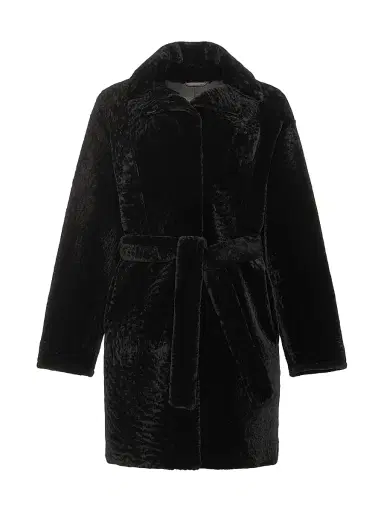 Gorski Women's Reversible Textured Shearling Lamb Stroller Belt - Black - Size XL | Thumbnail 1 Gorski Women's Reversible Textured Shearling Lamb Stroller Belt - Black - Size XL | Thumbnail 1