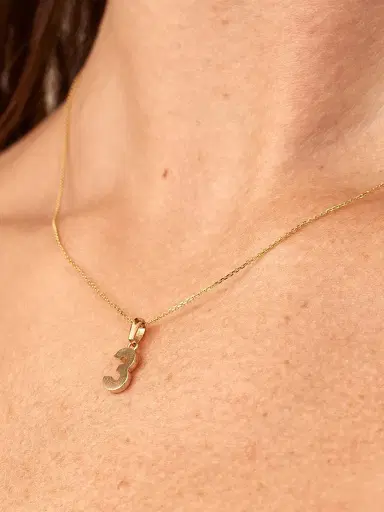 Oradina Women's 14K Yellow Gold My Number Pendant Charm - Number 6 Gold | Thumbnail 4