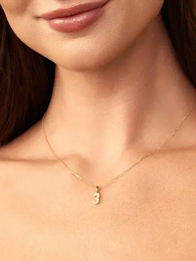 Oradina Women's 14K Yellow Gold My Number Pendant Charm - Number 6 Gold | Thumbnail 5