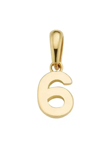 Oradina Women's 14K Yellow Gold My Number Pendant Charm - Number 6 Gold | Thumbnail 1