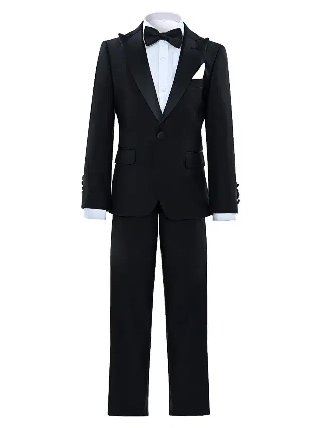 Moustache Baby Boy's, Little Boys & Boy's Peak Lapel Wool Suit - Black 12 Months
