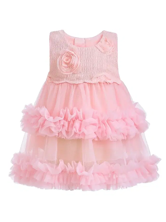 Baby Girl's Flower Layered Tulle Dress - Pink 24 Months