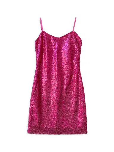 Un Deux Trois Girl's Sequin-Embellished Fitted Dress - Fuchsia | Thumbnail 1 Un Deux Trois Girl's Sequin-Embellished Fitted Dress - Fuchsia | Thumbnail 1