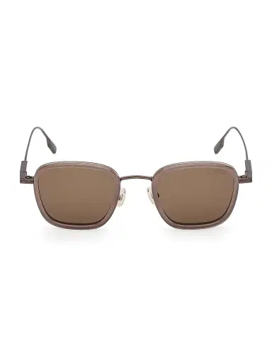 Zegna Men's 47MM Geometric Sunglasses - Light Brown | Thumbnail 2