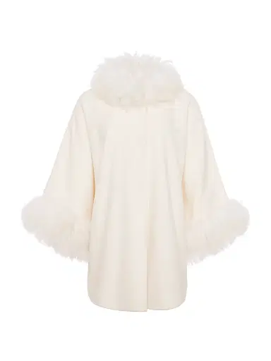 Gorski Women's Cashmere and Wool Blend Cape with Select Lamb Trim - Ivory | Thumbnail 1 Gorski Women's Cashmere and Wool Blend Cape with Select Lamb Trim - Ivory | Thumbnail 1