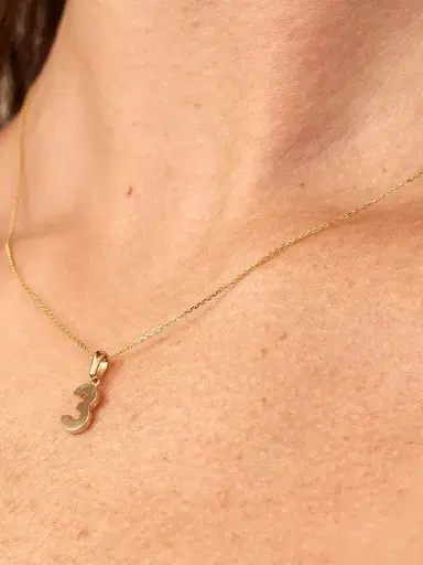 Oradina Women's 14K Yellow Gold My Number Pendant Charm - Number 2 Gold | Thumbnail 3