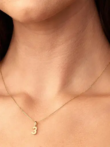 Oradina Women's 14K Yellow Gold My Number Pendant Charm - Number 2 Gold | Thumbnail 4
