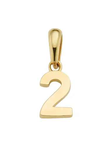 Oradina Women's 14K Yellow Gold My Number Pendant Charm - Number 2 Gold | Thumbnail 1