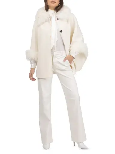 Gorski Women's Select Wool Coats with Select Lamb Collar and Cuffs - Ivory | Thumbnail 5 Gorski Women's Select Wool Coats with Select Lamb Collar and Cuffs - Ivory | Thumbnail 5