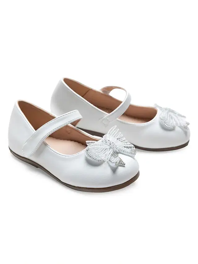 Baby Girl's Charlotte Ribbon Flats - White 10 (Toddler)