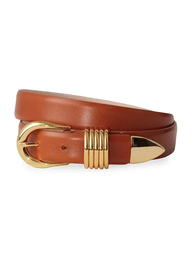 Déhanche Women's Hollyhock Leather D-Ring Belt - Terre Gold