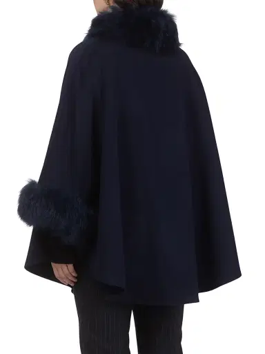 Gorski Women's Cashmere and Wool Blend Cape with Select Lamb Trim | Thumbnail 4 Gorski Women's Cashmere and Wool Blend Cape with Select Lamb Trim | Thumbnail 4