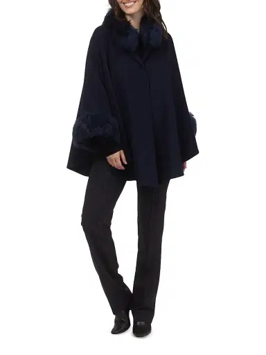 Gorski Women's Cashmere and Wool Blend Cape with Select Lamb Trim | Thumbnail 5 Gorski Women's Cashmere and Wool Blend Cape with Select Lamb Trim | Thumbnail 5