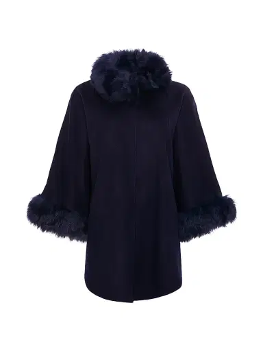 Gorski Women's Cashmere and Wool Blend Cape with Select Lamb Trim | Thumbnail 1 Gorski Women's Cashmere and Wool Blend Cape with Select Lamb Trim | Thumbnail 1