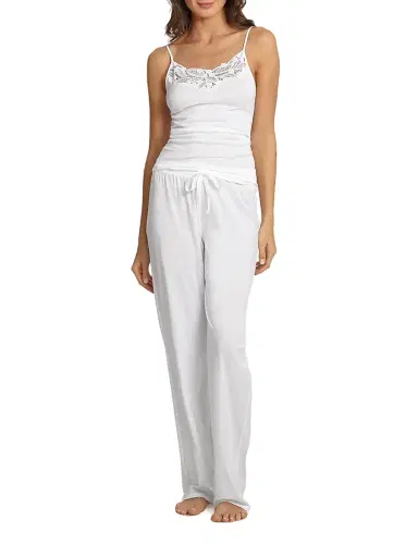 Hanro Women's Cotton Deluxe Lounge Pants - White - Size XL | Thumbnail 2