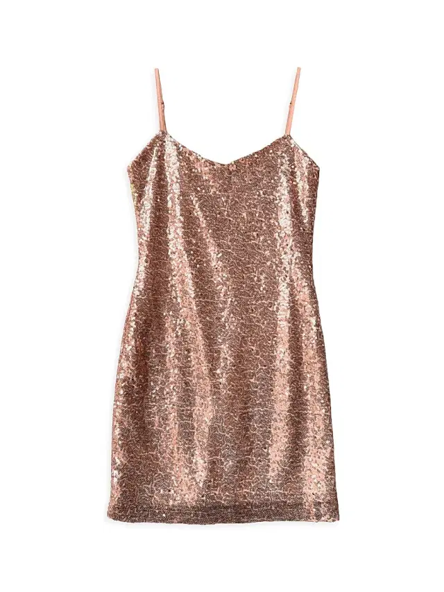 Un Deux Trois Girl's Sequin-Embellished Fitted Dress - Blush