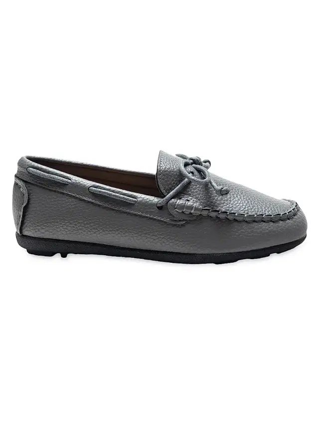 Leather Moccasin Loafers - Gray 5 (Child)