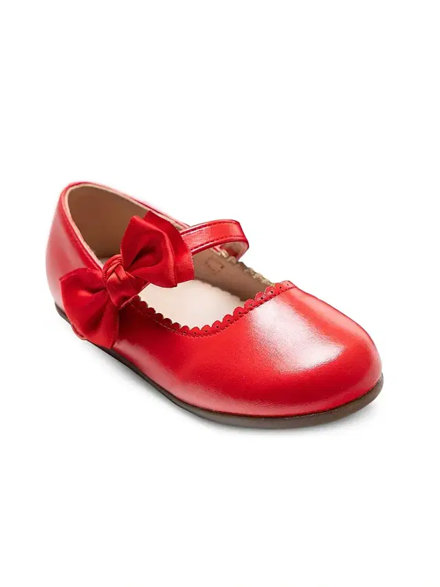 Baby Girl's Satin Elodie Rhinestone Bow Flats - Red 10.5 (Toddler)