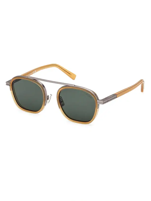ZEGNA Men's 51MM Oval Sunglasses - Amber Green