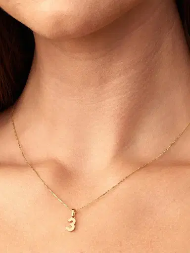 Oradina Women's 14K Yellow Gold My Number Pendant Charm - Number 8 Gold | Thumbnail 3
