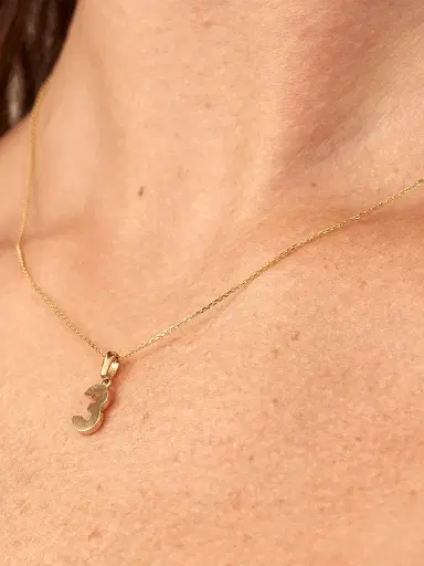 Oradina Women's 14K Yellow Gold My Number Pendant Charm - Number 8 Gold | Thumbnail 4
