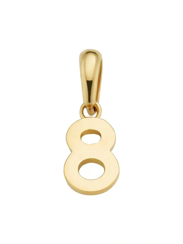 Women's 14K Yellow Gold My Number Pendant Charm - Number 8 Gold
