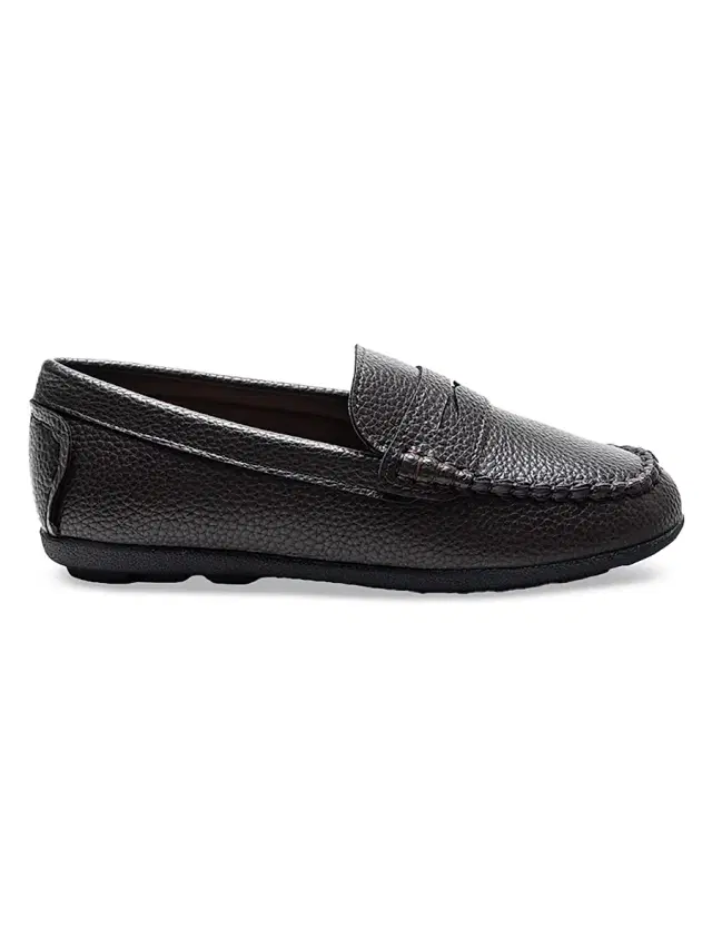 Faux Leather Penny Loafers - Brown 4 (Child)
