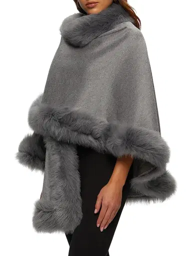 Gorski Women's Select Cashmere Capelet with Toscana Shearling Lamb Trim | Thumbnail 3