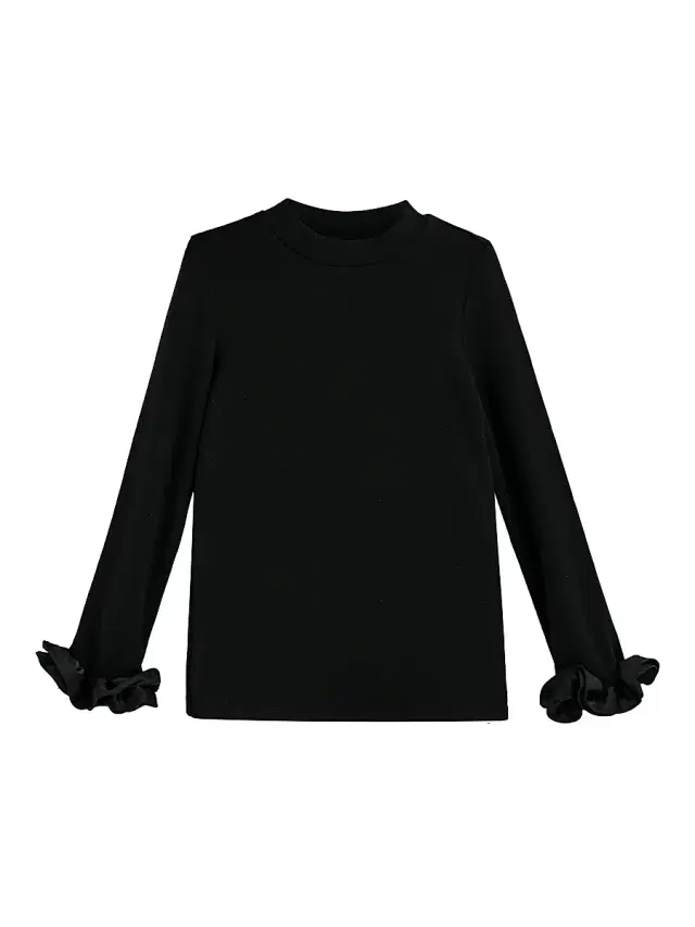 Tulleen Little Girl's & Girl's Long Sleeve Ruffle Cuff Top - Black