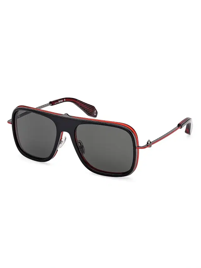 Men's 58MM Rectangular Sunglasses - Black Red Black