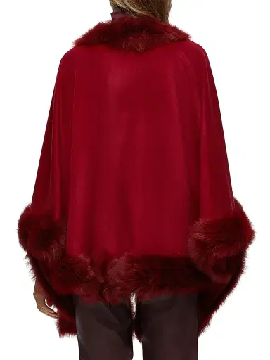 Gorski Women's Select Cashmere Capelet with Toscana Shearling Lamb Trim - Wine | Thumbnail 4 Gorski Women's Select Cashmere Capelet with Toscana Shearling Lamb Trim - Wine | Thumbnail 4