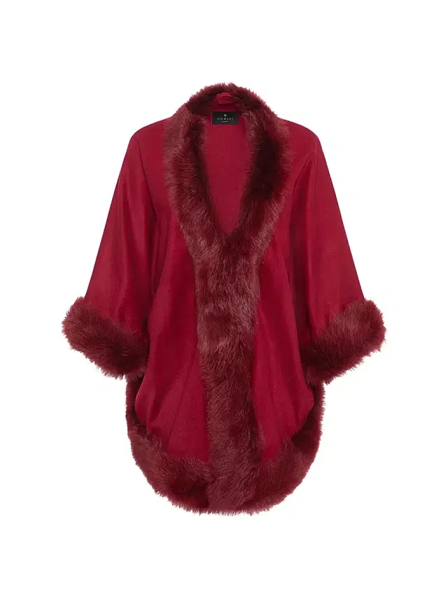 Gorski Women's Select Cashmere Capelet with Toscana Shearling Lamb Trim - Wine