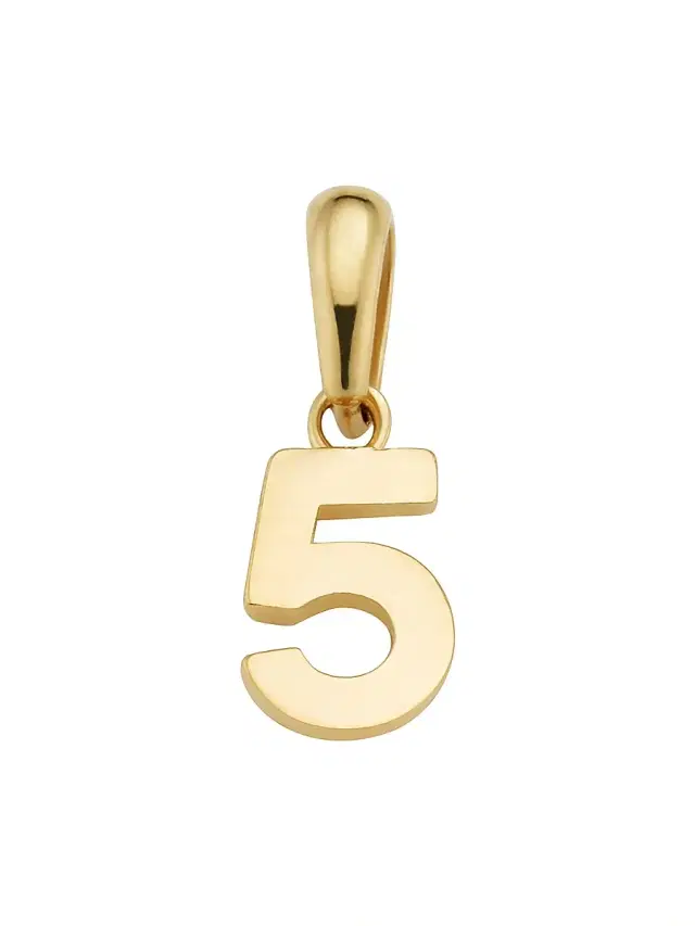 Women's 14K Yellow Gold My Number Pendant Charm - Number 5 Gold Women's 14K Yellow Gold My Number Pendant Charm - Number 5 Gold