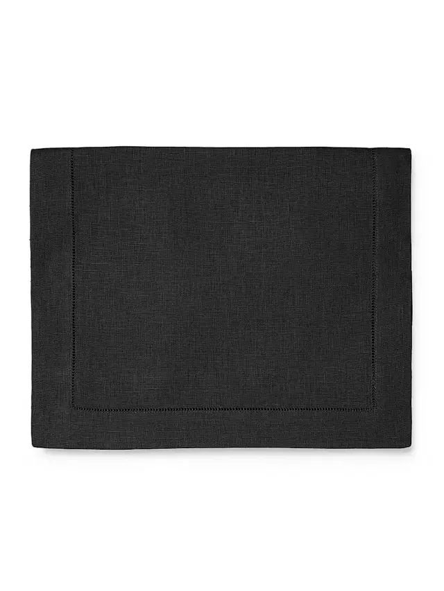 Sferra Festival Square Linen Table Runner - Black 15 x 108