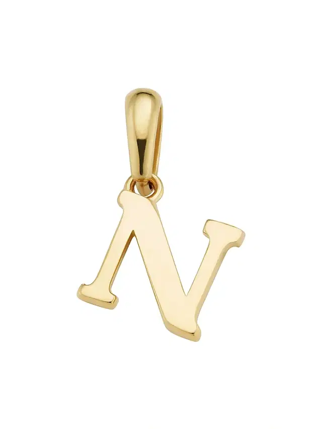 Women's 14K Yellow Gold My Letter Initial Pendant Charm - Letter N Gold