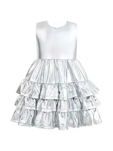 Mimi Tutu Little Girl's & Girl's Satin Ruffle Party Dress - Silver | Thumbnail 1