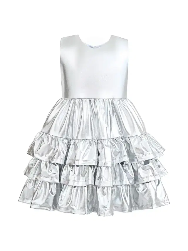 Mimi Tutu Little Girl's & Girl's Satin Ruffle Party Dress - Silver