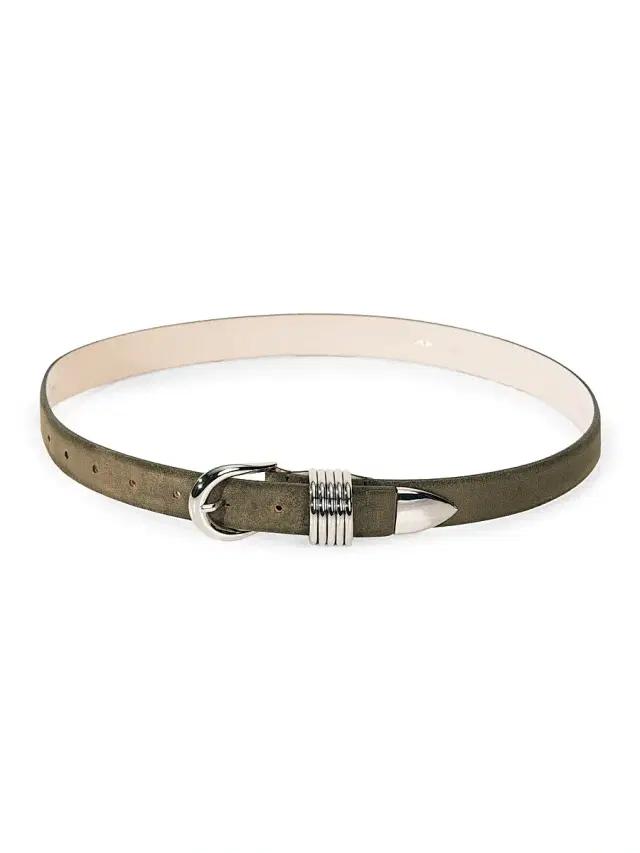 Déhanche Women's Hollyhock Suede D-Ring Belt - Olive And Silver