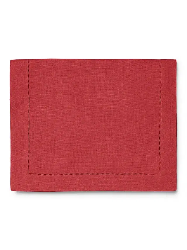 Sferra Festival Square Linen Table Runner - Red 15 x 108