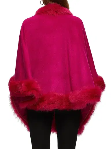 Gorski Women's Select Cashmere Capelet with Toscana Shearling Lamb Trim - Magenta | Thumbnail 3