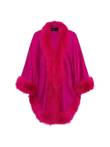 Gorski Women's Select Cashmere Capelet with Toscana Shearling Lamb Trim - Magenta | Thumbnail 1