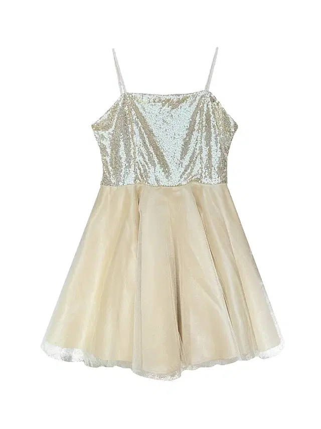 Un Deux Trois Girl's Sequin Fit-And-Flare Tulle Dress - Gold