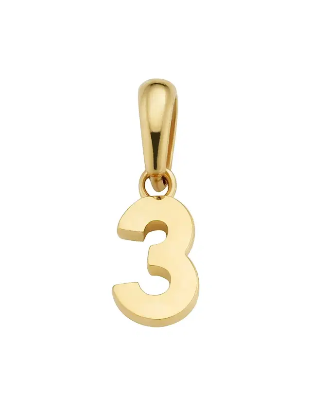 Women's 14K Yellow Gold My Number Pendant Charm - Number 3 Gold