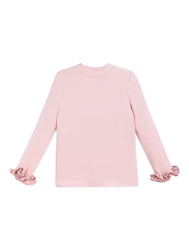 Tulleen Little Girl's & Girl's Long Sleeve Ruffle Cuff Top - Peach Pink