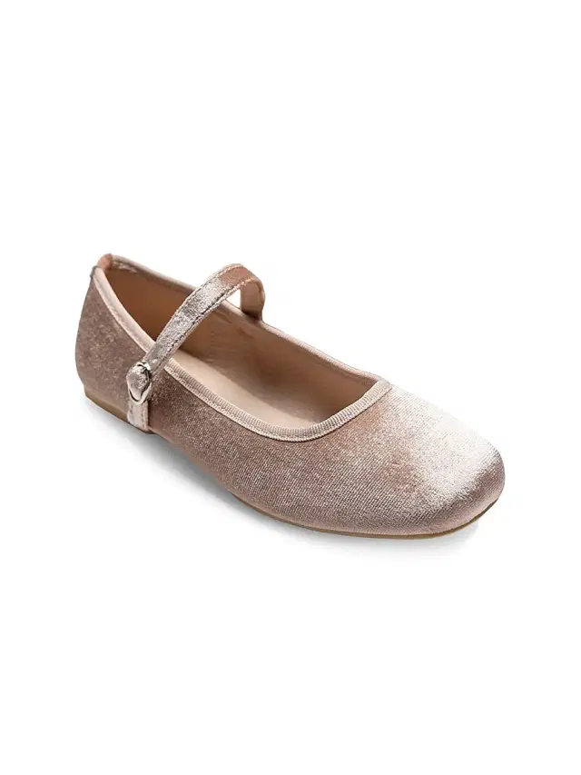 Tulleen Little Girl's & Girl's Michelle Satin Velvet Flats - Powder 4 (Child)