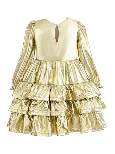 Mimi Tutu Little Girl's & Girl's Metallic Riffle Party Dress - Gold | Thumbnail 2