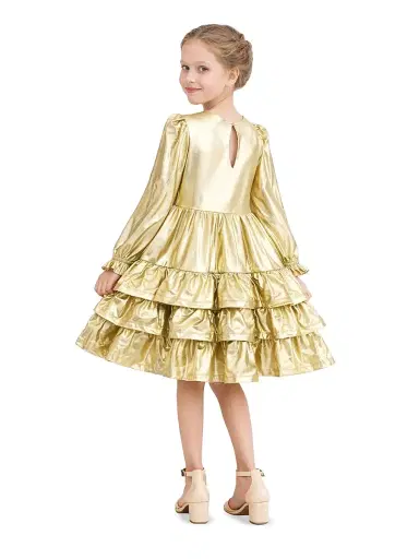 Mimi Tutu Little Girl's & Girl's Metallic Riffle Party Dress - Gold | Thumbnail 4